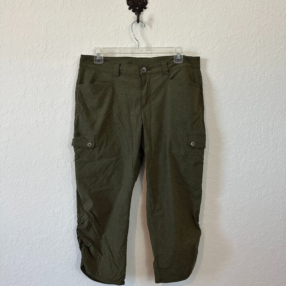Eddie Bauer 8 Horizon Travex Capri Cropped Green Pants Cargo Pockets